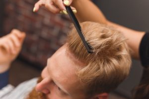 combing hair